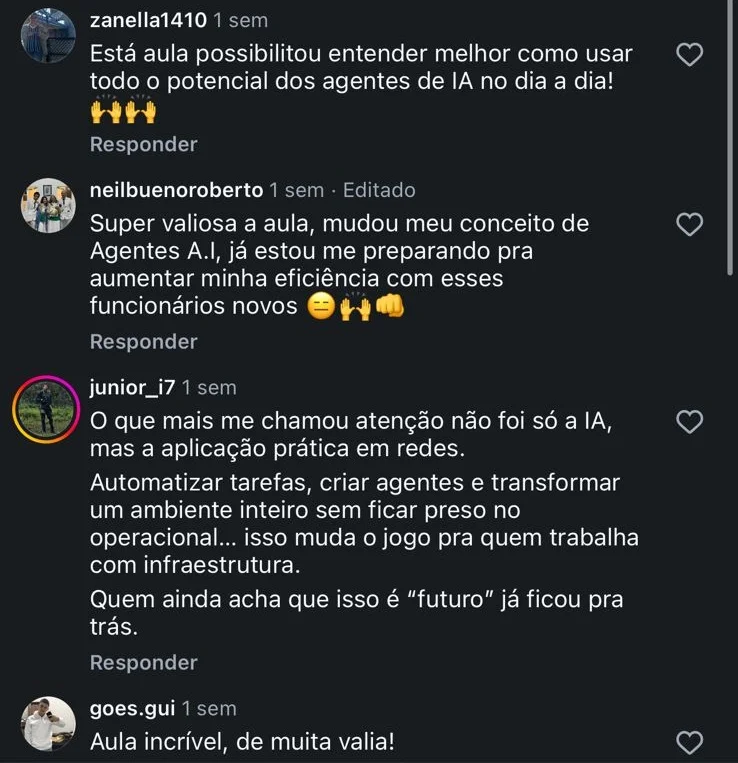 Alunos destacando a clareza do conteúdo